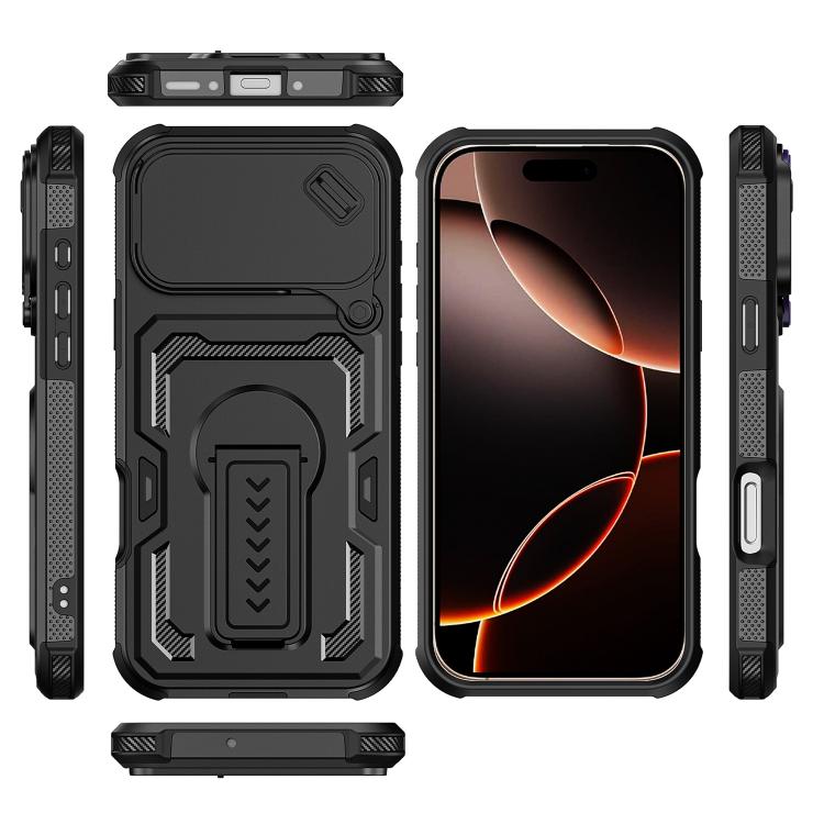 For iPhone 17 Pro Max Slid Camera Shield Invisible Holder PC Hybrid TPU Phone Case
