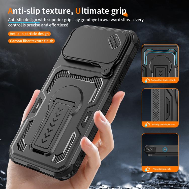 For iPhone 17 Pro Max Slid Camera Shield Invisible Holder PC Hybrid TPU Phone Case
