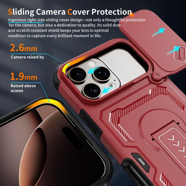 For iPhone 17 Pro Max Slid Camera Shield Invisible Holder PC Hybrid TPU Phone Case