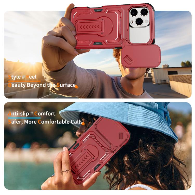 For iPhone 17 Pro Max Slid Camera Shield Invisible Holder PC Hybrid TPU Phone Case