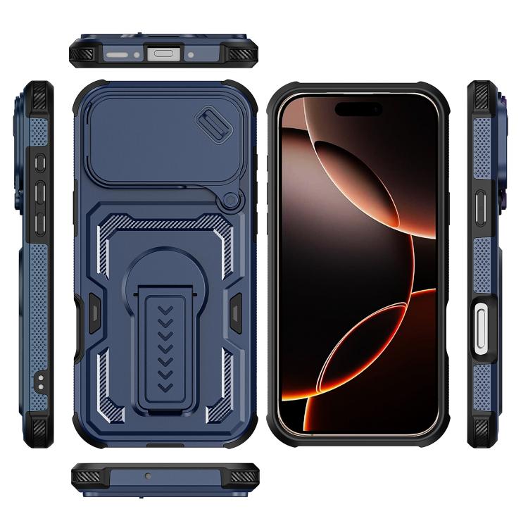 For iPhone 17 Pro Max Slid Camera Shield Invisible Holder PC Hybrid TPU Phone Case