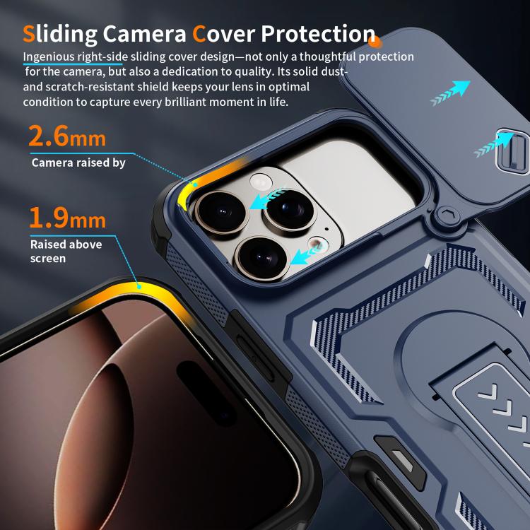 For iPhone 17 Pro Max Slid Camera Shield Invisible Holder PC Hybrid TPU Phone Case