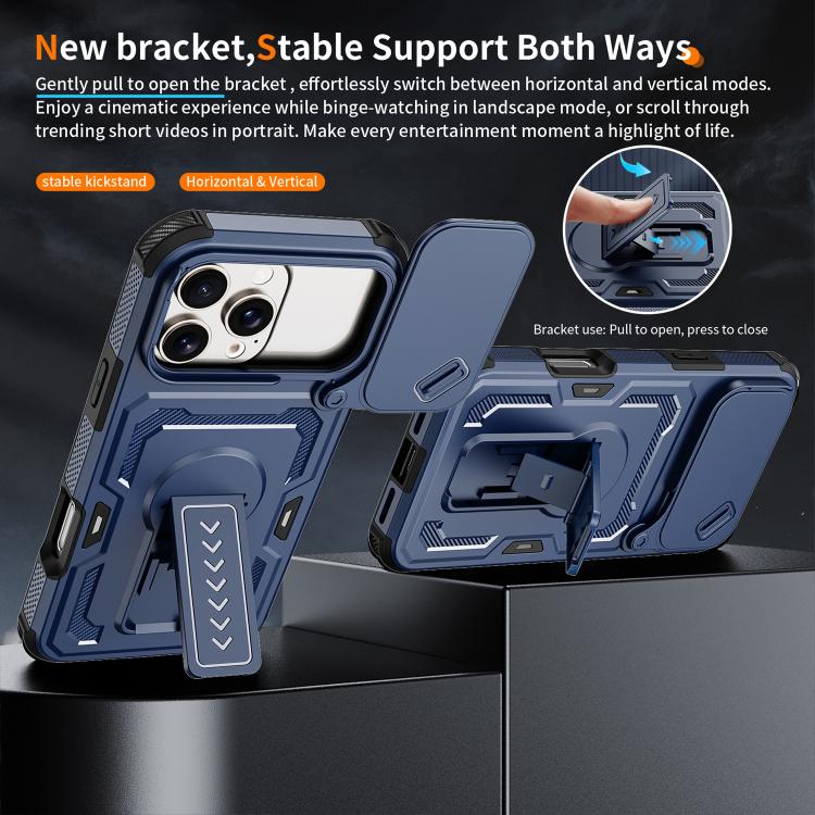 For iPhone 17 Pro Max Slid Camera Shield Invisible Holder PC Hybrid TPU Phone Case