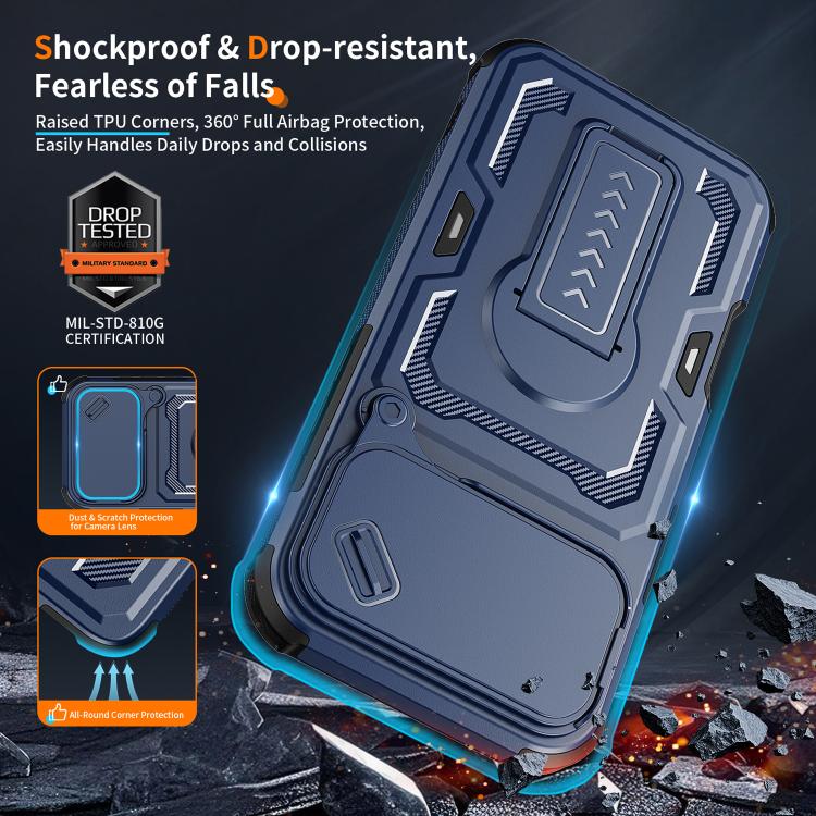 For iPhone 17 Pro Max Slid Camera Shield Invisible Holder PC Hybrid TPU Phone Case