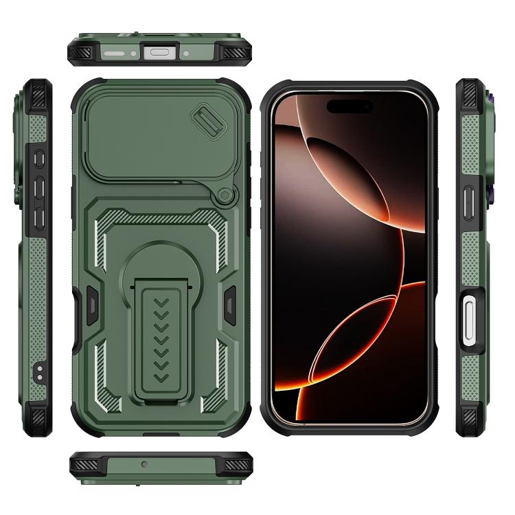 For iPhone 17 Pro Max Slid Camera Shield Invisible Holder PC Hybrid TPU Phone Case