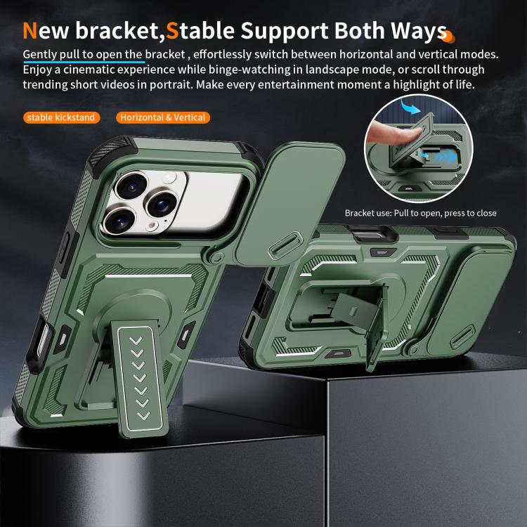 For iPhone 17 Pro Max Slid Camera Shield Invisible Holder PC Hybrid TPU Phone Case