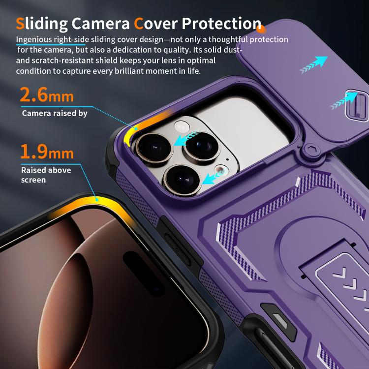 For iPhone 17 Pro Max Slid Camera Shield Invisible Holder PC Hybrid TPU Phone Case