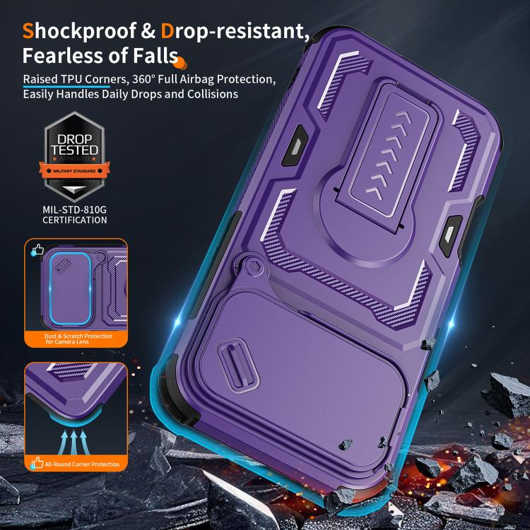For iPhone 17 Pro Max Slid Camera Shield Invisible Holder PC Hybrid TPU Phone Case
