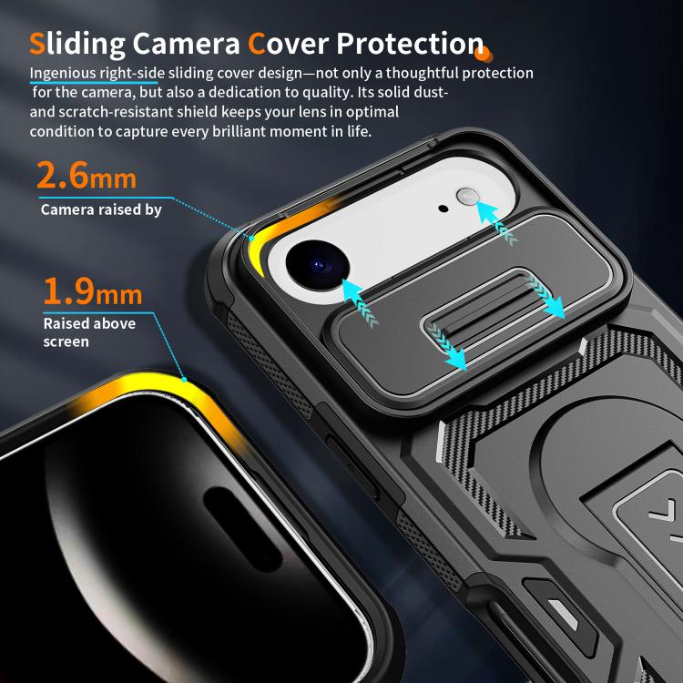 For iPhone Air Slid Camera Shield Invisible Holder PC Hybrid TPU Phone Case