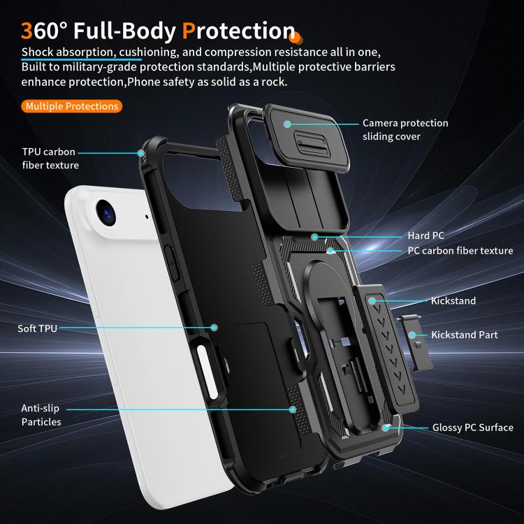 For iPhone Air Slid Camera Shield Invisible Holder PC Hybrid TPU Phone Case