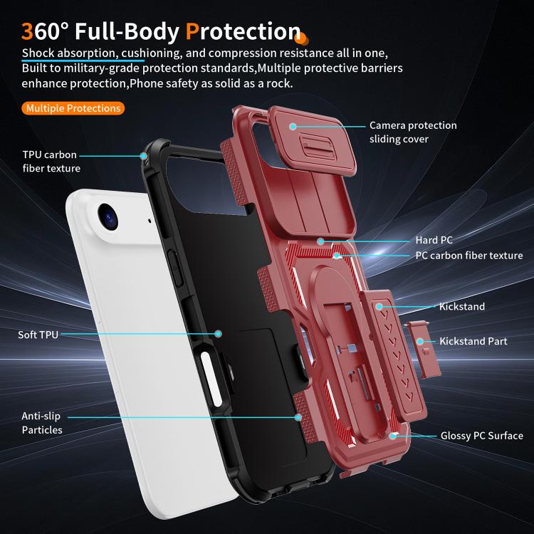 For iPhone Air Slid Camera Shield Invisible Holder PC Hybrid TPU Phone Case