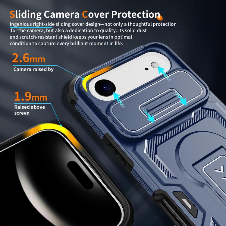 For iPhone Air Slid Camera Shield Invisible Holder PC Hybrid TPU Phone Case