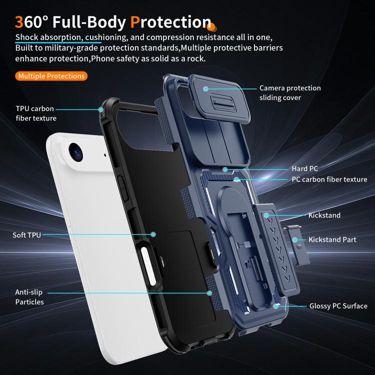 For iPhone Air Slid Camera Shield Invisible Holder PC Hybrid TPU Phone Case