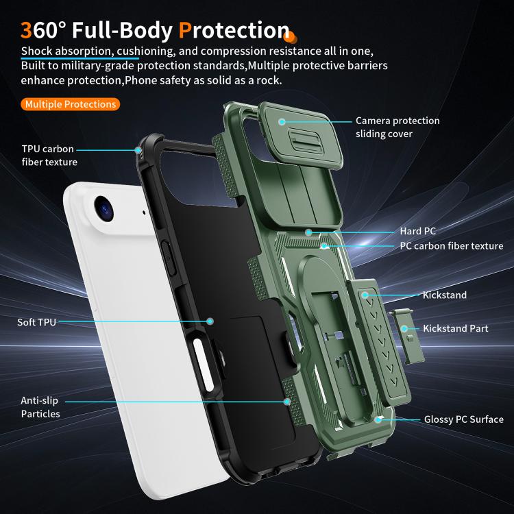 For iPhone Air Slid Camera Shield Invisible Holder PC Hybrid TPU Phone Case