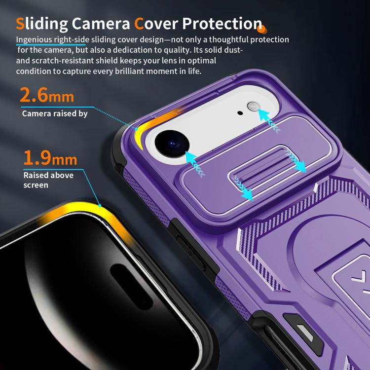 For iPhone Air Slid Camera Shield Invisible Holder PC Hybrid TPU Phone Case