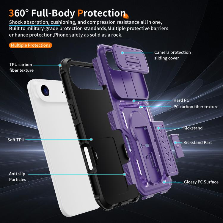For iPhone Air Slid Camera Shield Invisible Holder PC Hybrid TPU Phone Case