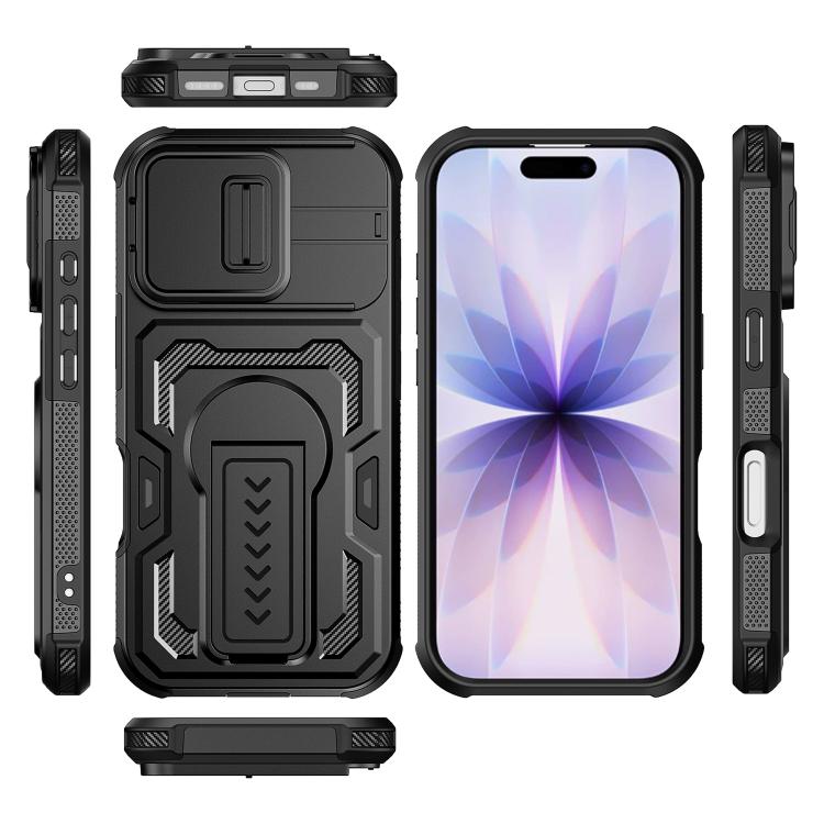 For iPhone 17 Slid Camera Shield Invisible Holder PC Hybrid TPU Phone Case