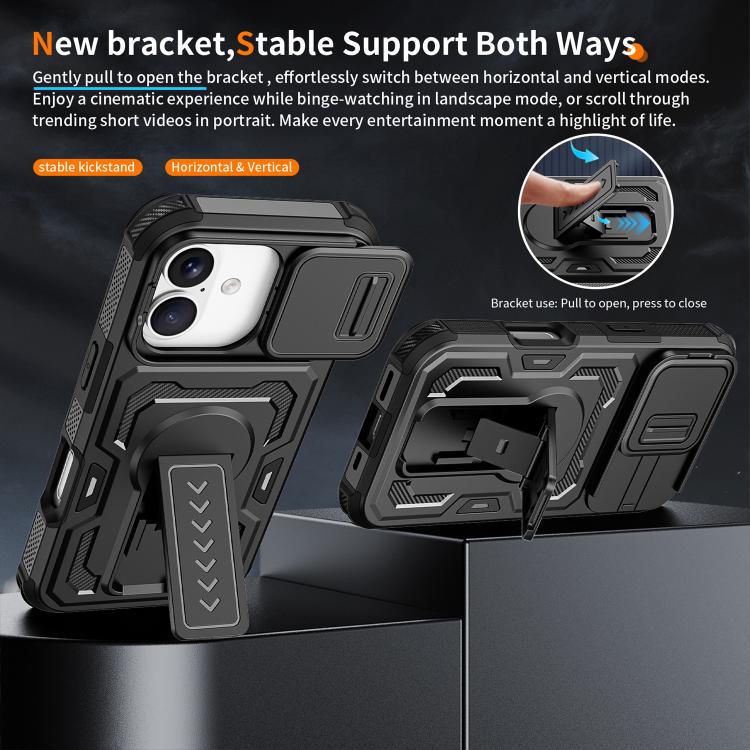For iPhone 17 Slid Camera Shield Invisible Holder PC Hybrid TPU Phone Case