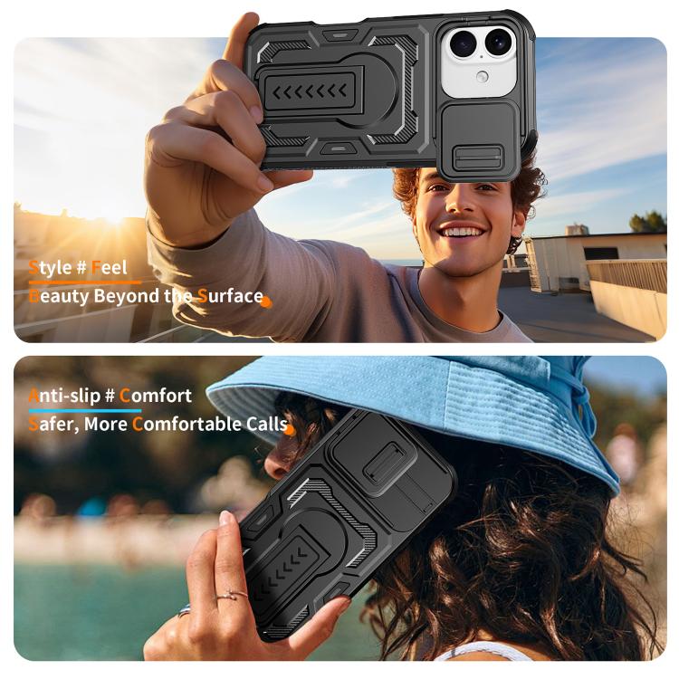 For iPhone 17 Slid Camera Shield Invisible Holder PC Hybrid TPU Phone Case