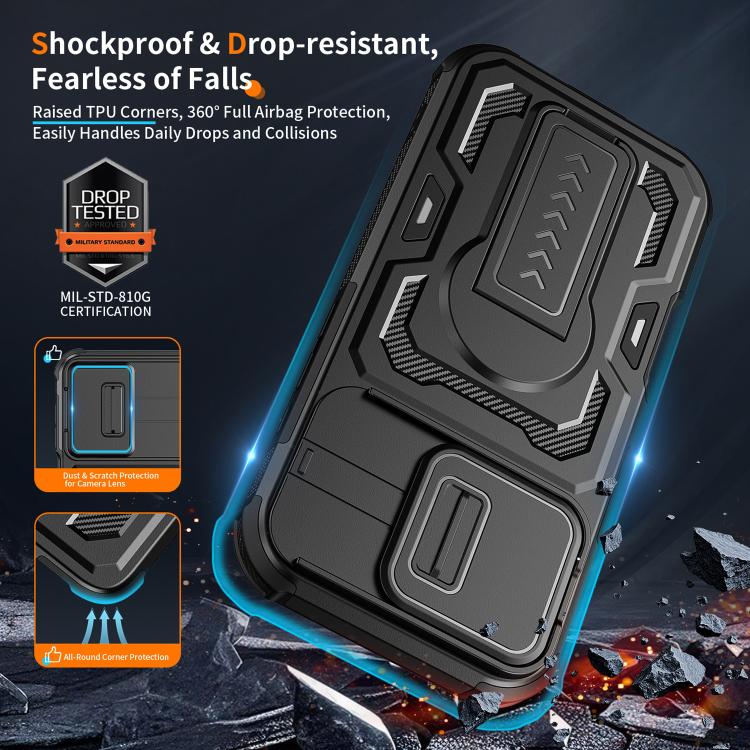 For iPhone 17 Slid Camera Shield Invisible Holder PC Hybrid TPU Phone Case