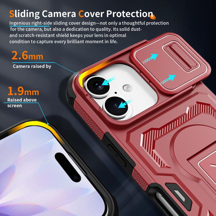 For iPhone 17 Slid Camera Shield Invisible Holder PC Hybrid TPU Phone Case