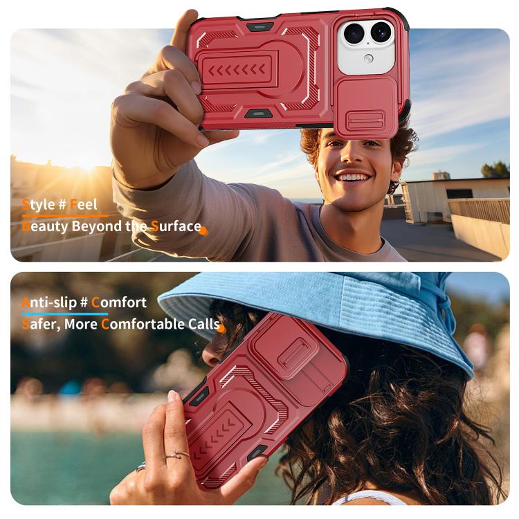 For iPhone 17 Slid Camera Shield Invisible Holder PC Hybrid TPU Phone Case