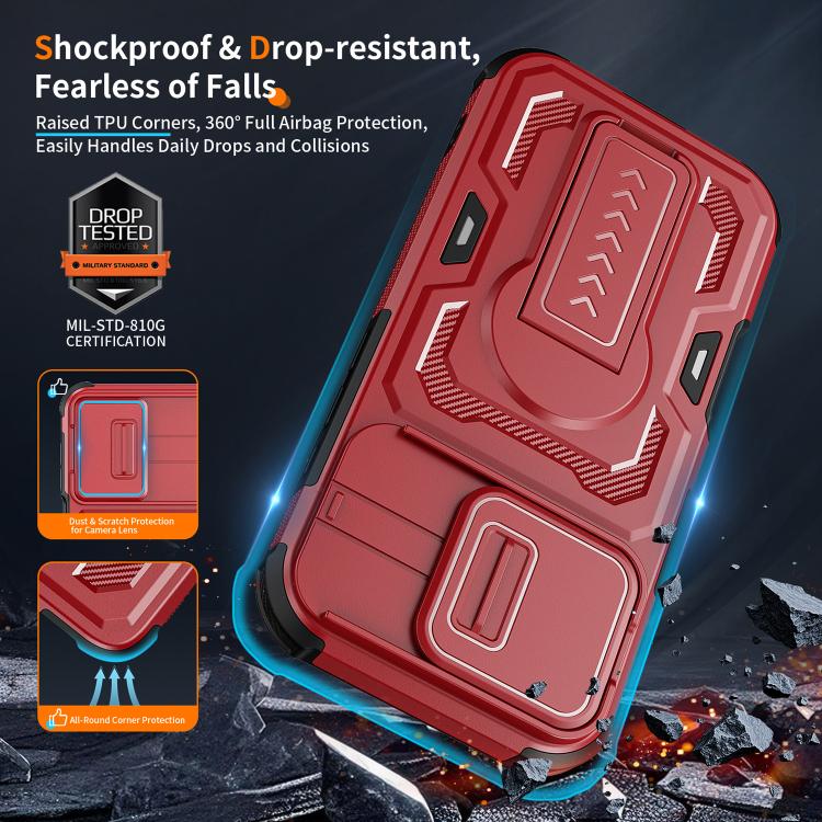 For iPhone 17 Slid Camera Shield Invisible Holder PC Hybrid TPU Phone Case