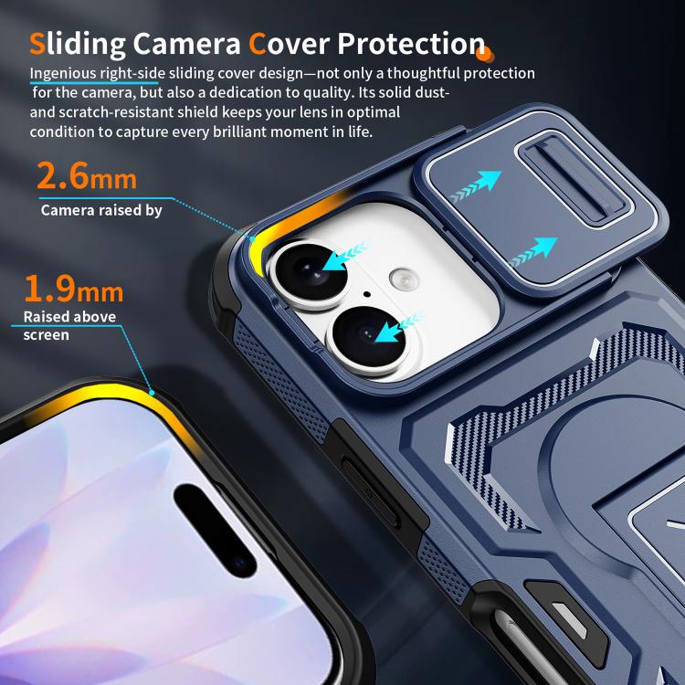 For iPhone 17 Slid Camera Shield Invisible Holder PC Hybrid TPU Phone Case