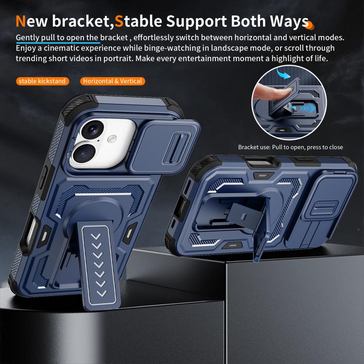 For iPhone 17 Slid Camera Shield Invisible Holder PC Hybrid TPU Phone Case
