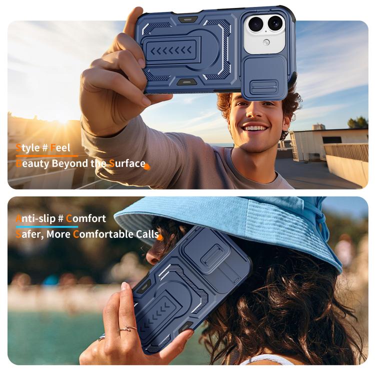 For iPhone 17 Slid Camera Shield Invisible Holder PC Hybrid TPU Phone Case