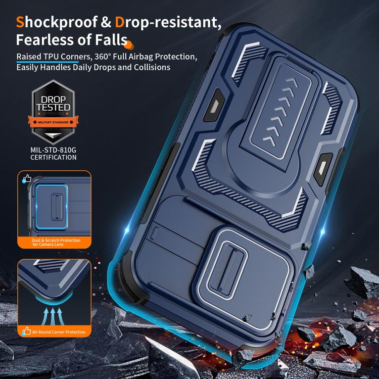 For iPhone 17 Slid Camera Shield Invisible Holder PC Hybrid TPU Phone Case
