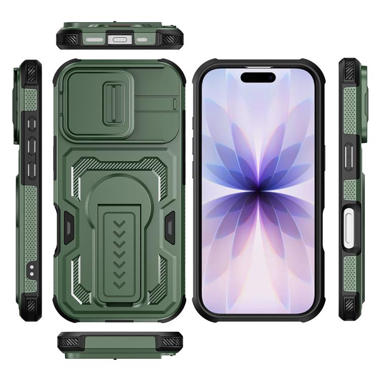 For iPhone 17 Slid Camera Shield Invisible Holder PC Hybrid TPU Phone Case