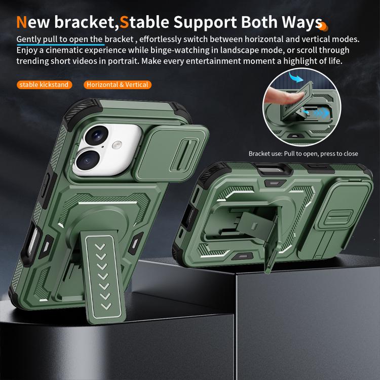 For iPhone 17 Slid Camera Shield Invisible Holder PC Hybrid TPU Phone Case