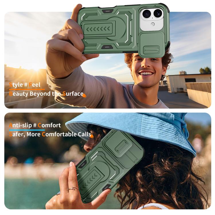 For iPhone 17 Slid Camera Shield Invisible Holder PC Hybrid TPU Phone Case