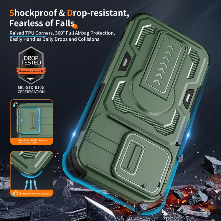 For iPhone 17 Slid Camera Shield Invisible Holder PC Hybrid TPU Phone Case