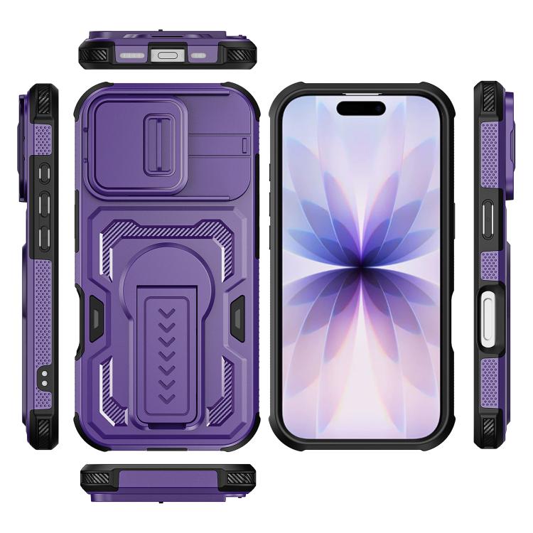 For iPhone 17 Slid Camera Shield Invisible Holder PC Hybrid TPU Phone Case