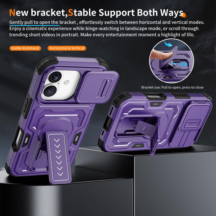 For iPhone 17 Slid Camera Shield Invisible Holder PC Hybrid TPU Phone Case