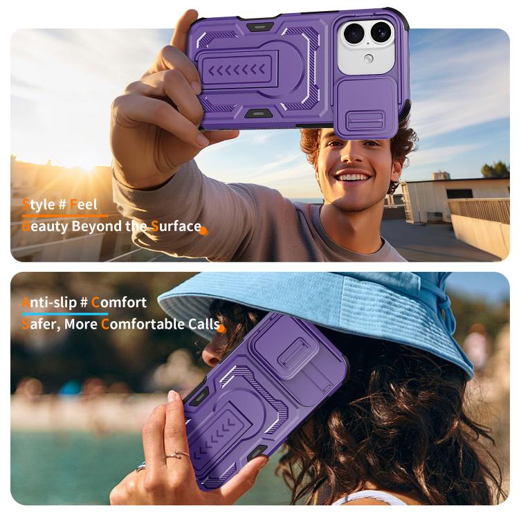 For iPhone 17 Slid Camera Shield Invisible Holder PC Hybrid TPU Phone Case