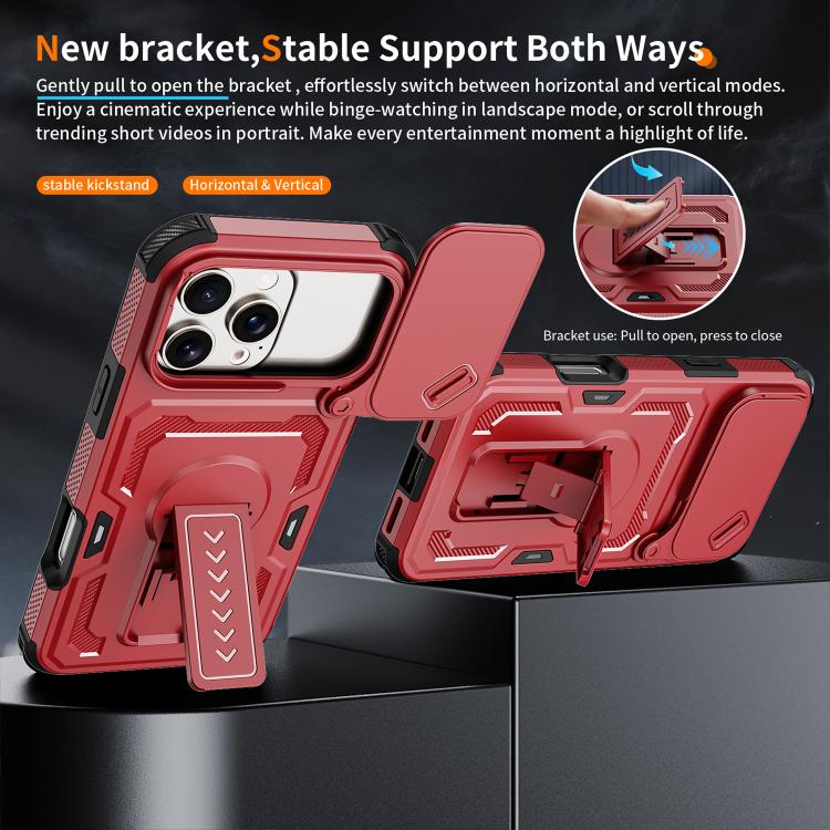 For iPhone 16 Pro Max Slid Camera Shield Invisible Holder PC Hybrid TPU Phone Case