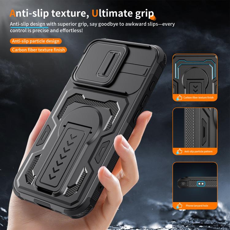 For iPhone 17e / 16e Slid Camera Shield Invisible Holder PC Hybrid TPU Phone Case