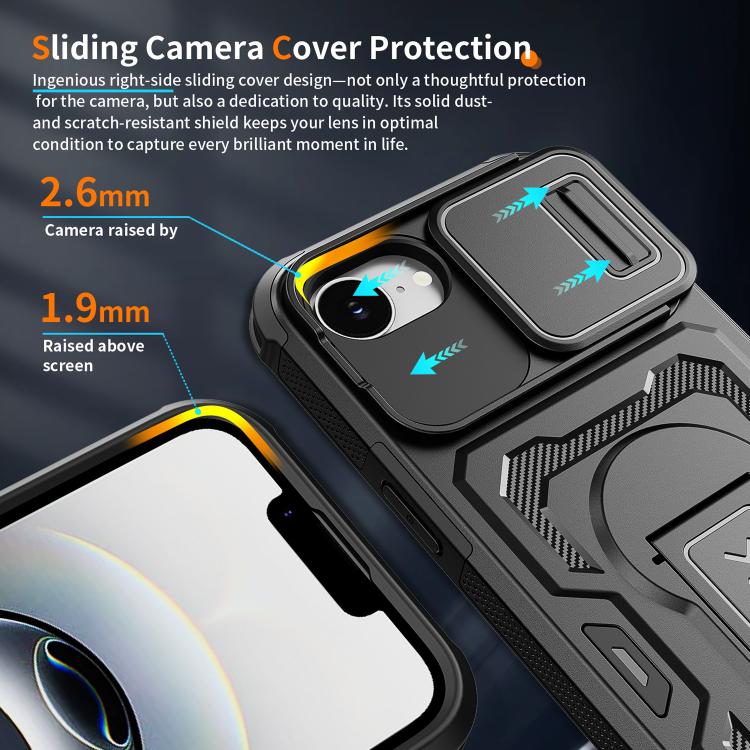 For iPhone 17e / 16e Slid Camera Shield Invisible Holder PC Hybrid TPU Phone Case