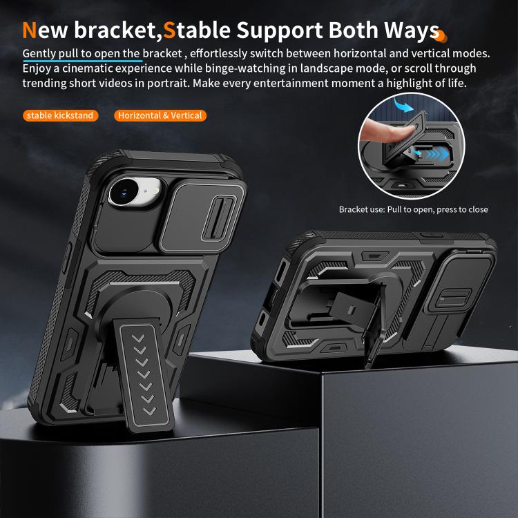 For iPhone 17e / 16e Slid Camera Shield Invisible Holder PC Hybrid TPU Phone Case