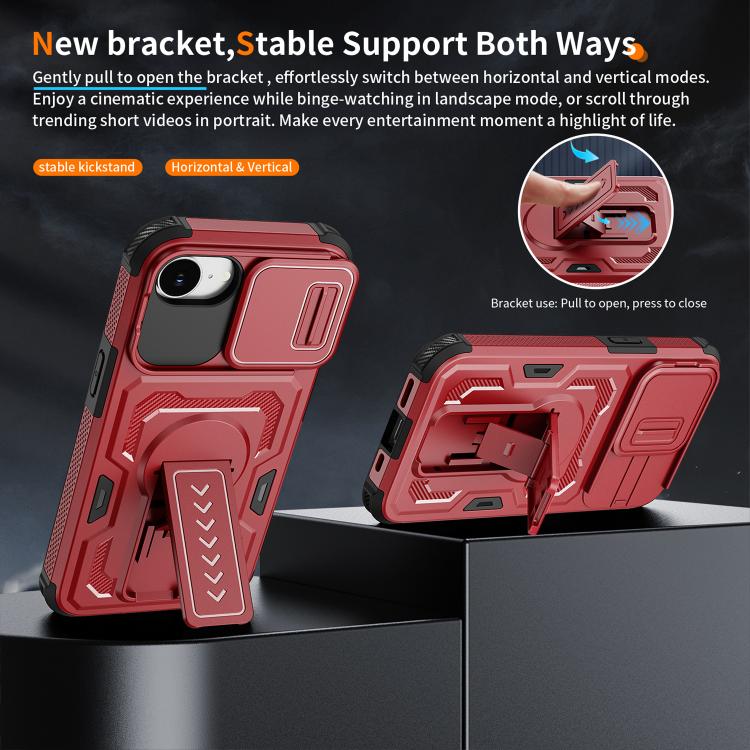 For iPhone 17e / 16e Slid Camera Shield Invisible Holder PC Hybrid TPU Phone Case