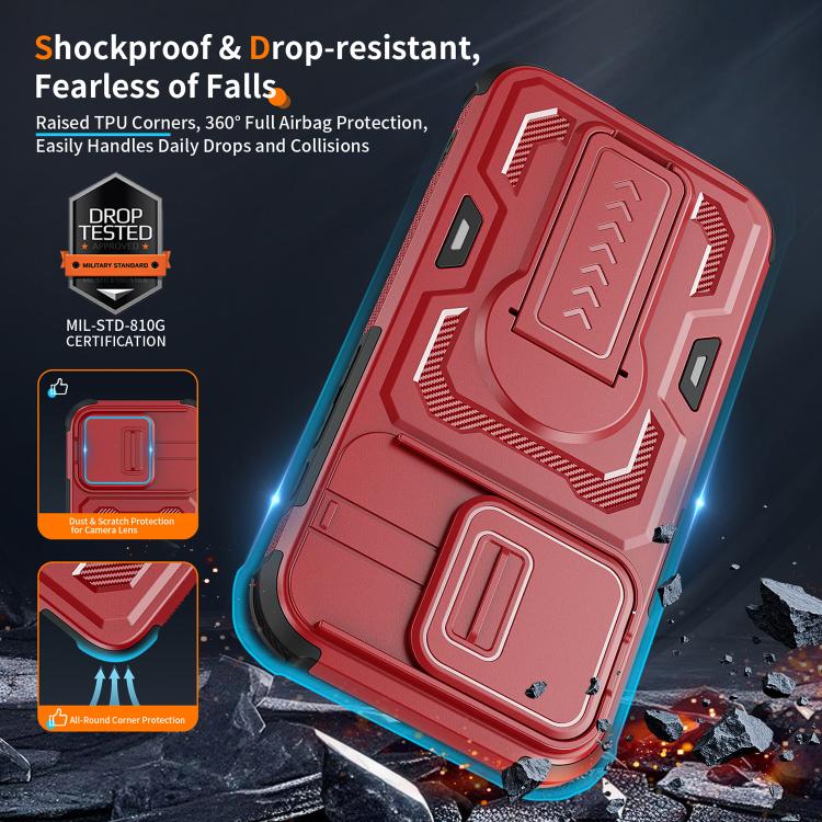 For iPhone 17e / 16e Slid Camera Shield Invisible Holder PC Hybrid TPU Phone Case