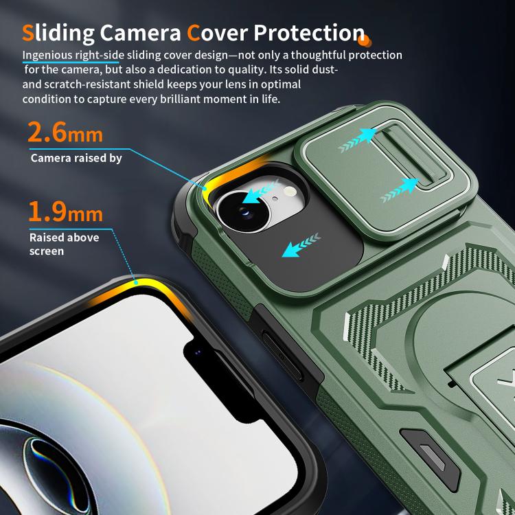 For iPhone 17e / 16e Slid Camera Shield Invisible Holder PC Hybrid TPU Phone Case