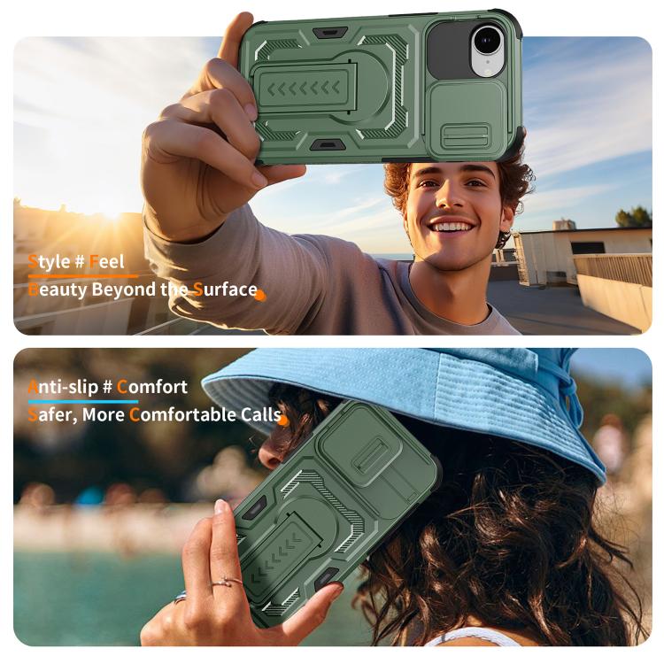 For iPhone 17e / 16e Slid Camera Shield Invisible Holder PC Hybrid TPU Phone Case