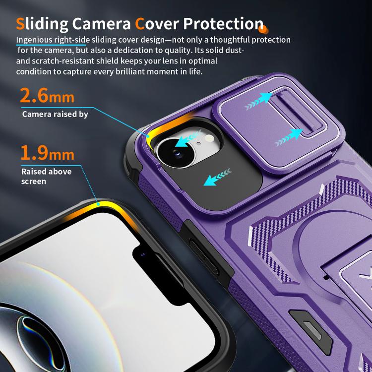For iPhone 17e / 16e Slid Camera Shield Invisible Holder PC Hybrid TPU Phone Case