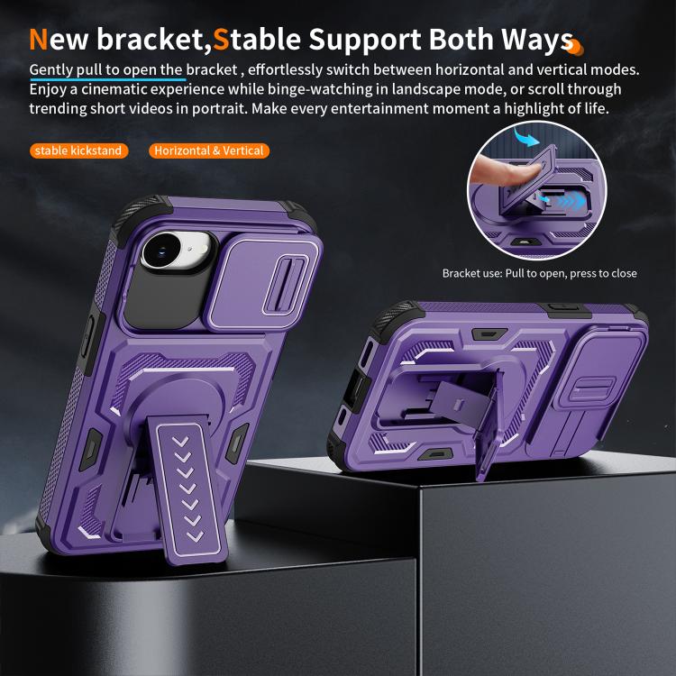 For iPhone 17e / 16e Slid Camera Shield Invisible Holder PC Hybrid TPU Phone Case
