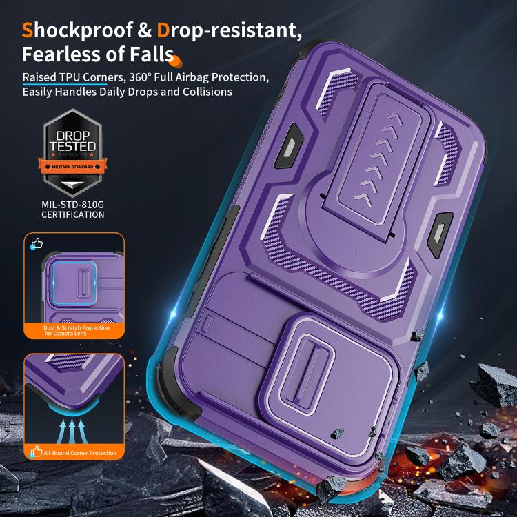 For iPhone 17e / 16e Slid Camera Shield Invisible Holder PC Hybrid TPU Phone Case
