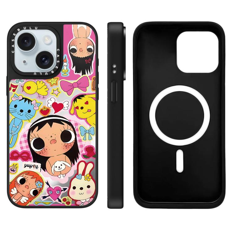 For iPhone 16 Pro Max YUY Series Pattern Mirror Magnetic Phone Case
